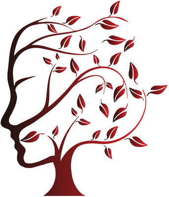 Vijaya enterprises 58 cm Red leaves face wall sticker for Livingroom,Home size (48x58) Self Adhesive Sticker(Pack of 1)