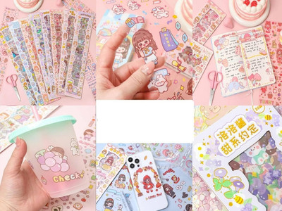 shreeji market 8 cm Cute Cartoon Theme Kawaii Stickers - 20 PET Sheets Self Adhesive Sticker(Pack of 20)