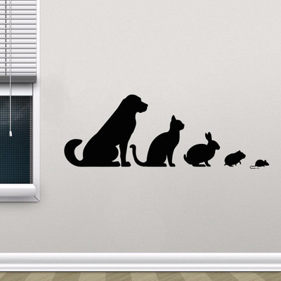 SnappyVinyl 57 cm Dog Cat Rabbit Hamster Dticker wall Self Adhesive Sticker(Pack of 1)