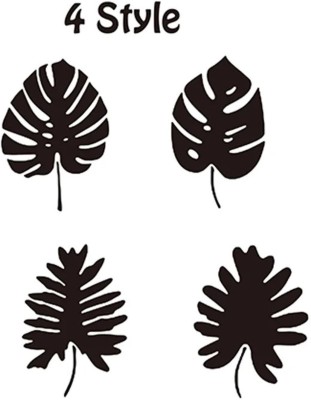 Xskin 40 cm 4Pcs Twigs Monstera Leaves Tree Leaf Self Adhesive Sticker(Pack of 1)