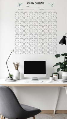 DEEYA CREATION 16 inch 90-Day Challenge Wall Sticker (Size: 45 x 60 cm) | Motivational Goal Reusable Sticker(Pack of 1)