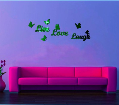 ShobhaDecor 30 cm Live Love Laugh 3D Mirror acrylic wall sticker Self Adhesive Sticker(Pack of 1)