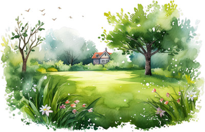 SoFFXia 18 inch Colorful Garden Lawns Nature Designs Wall Stickers for Home, Hall EDD_WS_19595 Self Adhesive Sticker(Pack of 1)