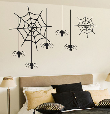 walkart 2.54 cm spider web with spider in your living room Removable Sticker(Pack of 1)