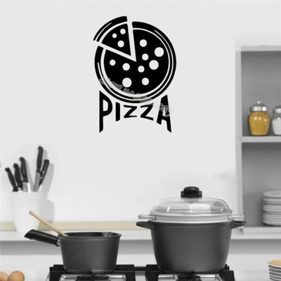 SnappyVinyl 42 cm Thin bottom Italian pizza Wall Self Adhesive Sticker(Pack of 1)