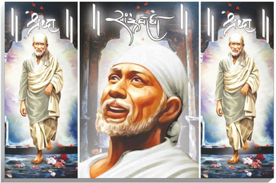 surmul 18 inch Shirdi Sai Baba Art Painting Positivity Religious Indian Wall Poster Self Adhesive Sticker(Pack of 1)