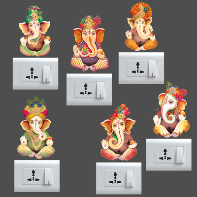 my celebrat 12 cm Ganesh ji Decor Switch Board Self Adhesive Double-sided Sticker(Pack of 1)