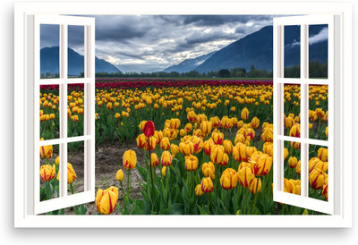 RKDECOR 30.48 cm Natural 3D Window Poster For Room Bedroom Home Wall Decor (Size 12x18 Inch)S40 Removable Sticker(Pack of 1)