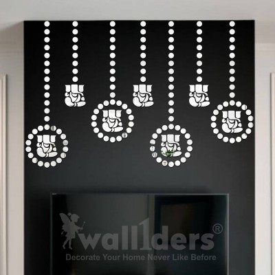 wall1ders 110 cm 10 Ganesha with 100 Dots Silver Mirror Stickers For Wall, Wall Stickers. Self Adhesive Sticker(Pack of 110)