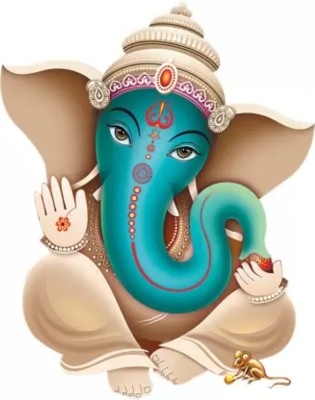 WallFX 30 inch Modern Art Ganesh Ji wall sticker Self Adhesive Sticker(Pack of 1)