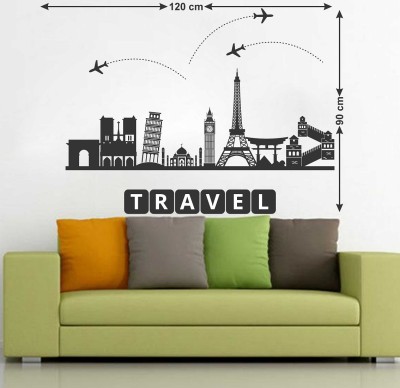 Keliko 120 cm Travel The World | Wall Stickers | PVC Vinyl | Non-Reusable Sticker | Non-Reusable Sticker(Pack of 1)