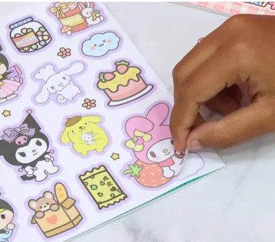 MG Tranding 2 inch Dress Up Decoration Sticker Book -Sanrio series(1 Piece Random Design) Non-Reusable Sticker(Pack of 1)