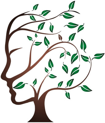 Vijaya enterprises 58 cm Green leaves face wall sticker for Home sticker size (48x58 cm ) Self Adhesive Sticker(Pack of 1)