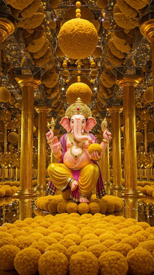 swaroopa 16.5 inch Shri Ganesh A3 size non tearable sticker Self Adhesive Sticker(Pack of 1)