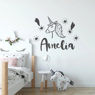 SnappyVinyl 42 cm Unicorn Name Self Adhesive Sticker(Pack of 1)