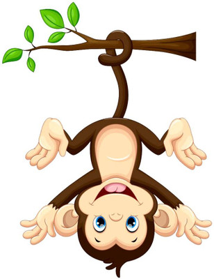 Approach Decor 60 cm Cute monkey hanging on tree Self Adhesive Sticker(Pack of 1)