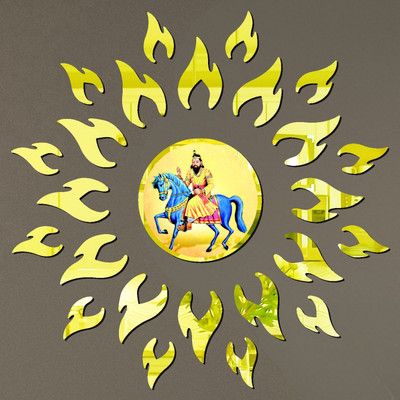 Dreamydecals 46 cm NEW2025_3D Baba Mohan Ram Wall Sticker Golden Mirror Shine Wall Decoration Art Self Adhesive Sticker(Pack of 2)