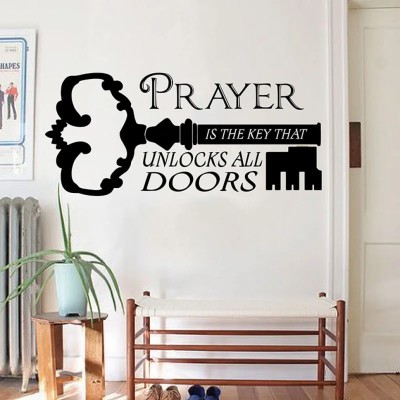 SnappyVinyl 85 cm Prayer Is The Key Bible Verse Self Adhesive Sticker(Pack of 1)