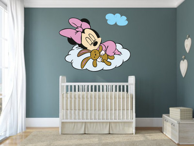 Epithet Studio 76 cm Sleeping Minnie Mouse|Wall sticker for kids Room,Stick Decal H 76cm x W 93cm' Self Adhesive Sticker(Pack of 1)