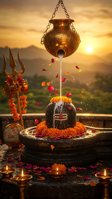 swaroopa 16.5 inch Shiv shankar mahadev sticker Self Adhesive Sticker(Pack of 1)