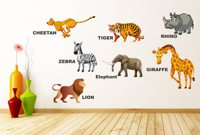 Littlebuds 100 cm Wild Animals Removable Sticker(Pack of 1)