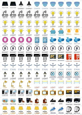 MOREL 1.5 cm SWITCH STICKER WHITE A5 FOR ELECTRIC BOARD INCLUDING 29 DESIGN TOTAL 130 STICKER Self Adhesive Sticker(Pack of 1)