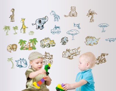 Flipkart SmartBuy 90 cm Elephant , Car and Tree Design Decorative Kids Wall Sticker(60 cm x 90 cm) Self Adhesive Sticker(Pack of 1)