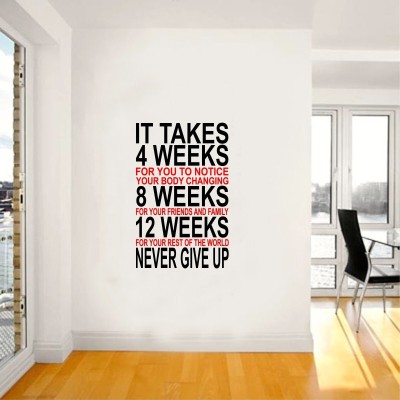 ZEN TREK 45 cm Never Give Up-Body Change Gym Quotes Wall Stickers Self Adhesive Sticker(Pack of 1)