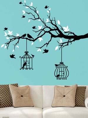 Trends on WALL 90 cm Bird Tree Home Self Adhesive Sticker(Pack of 1)