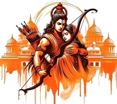RUHIDECOR 51 inch RD683 Shree Ram & Sita Self Adhesive Sticker(Pack of 1)