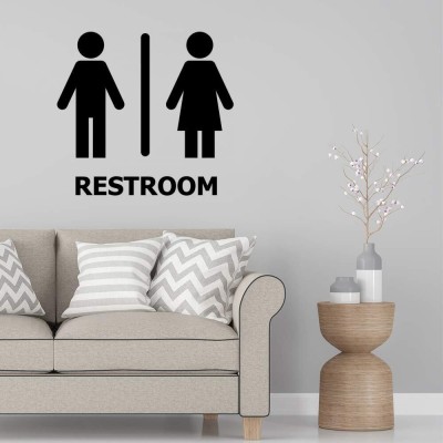 SnappyVinyl 29 cm Restroom Sign Wall Decals, Easy to Apply Self Adhesive Sticker(Pack of 1)