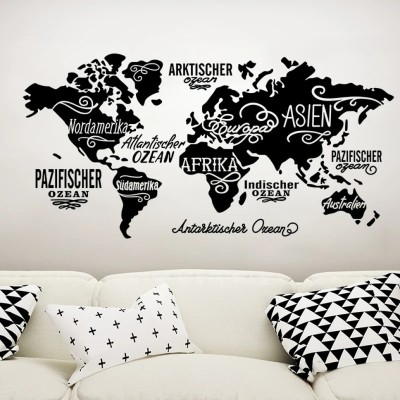 SnappyVinyl 80 cm Letter World Map Self Adhesive Sticker(Pack of 1)