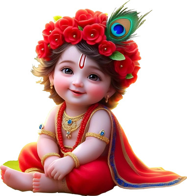 LAKSHIT ENTERPRISES 50 cm cute little Krishna wall sticker PVC vinyl (50x50) Self Adhesive Sticker(Pack of 1)