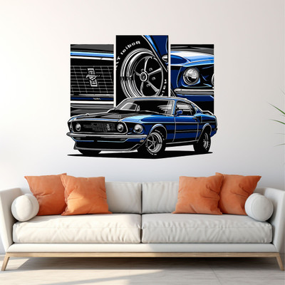 ArtfulDecals 60 cm Mustang GT Blue car wall sticker Self Adhesive Sticker(Pack of 1)