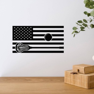 SnappyVinyl 27 cm American Flag Game Ball Sport Wall Sticker PVC Vinyl Self Adhesive Sticker(Pack of 1)