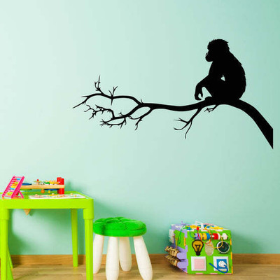 Xskin 27 cm Monkey Sitting Tree Branch Self Adhesive Sticker(Pack of 1)