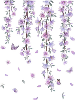 CreativeEdge 96 cm Decorative Hangings Levender Flowers Wall Sticker Self Adhesive Sticker(Pack of 1)