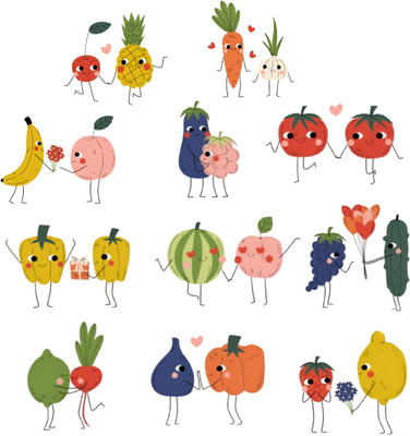 Byte Studio 77 cm Vinyl Fruits Wall Sticker Self Adhesive Sticker(Pack of 1)