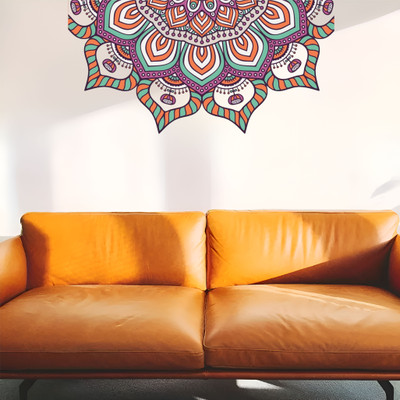KGDecor 41 cm Colorful Mandala Wall Sticker (41 x 76 cm) Self Adhesive Sticker(Pack of 1)