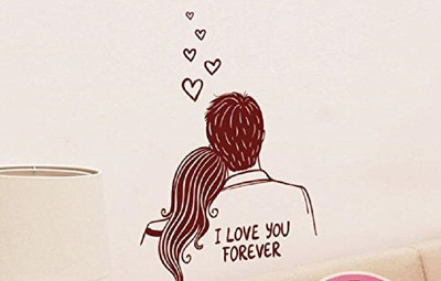 Flipkart SmartBuy 30 cm Brown Couple I Love You Design Self Adhesive Decor Wall Sticker (30 CM X 45 CM) Self Adhesive Sticker(Pack of 1)