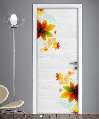 SAI DESIGNS 99 cm flowersdoor design(45x120) Self Adhesive Sticker(Pack of 1)