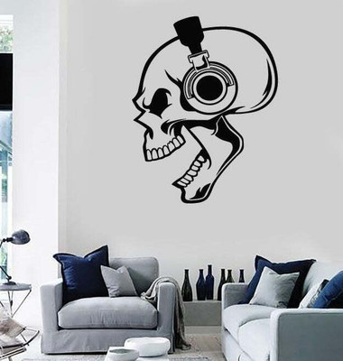 Xskin 27 cm Skull Listening Music In Self Adhesive Sticker(Pack of 1)