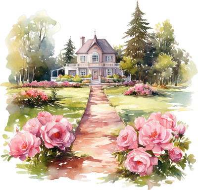 SoFFXia 18 inch Colorful Garden Lawns Nature Designs Wall Stickers for Home, Hall EDD_WS_19709 Self Adhesive Sticker(Pack of 1)