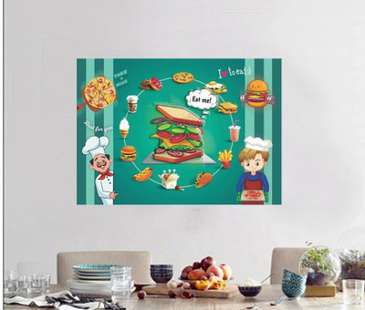 Archi Graphics Studio 80 cm homedecor decorative delicious burger with pizza kitchen sticker Self Adhesive Sticker(Pack of 1)