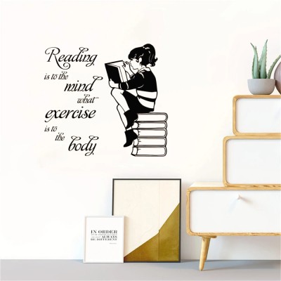 SnappyVinyl 42 cm Girl Reading Book Self Adhesive Sticker(Pack of 1)