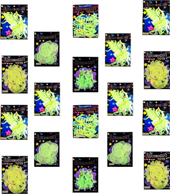 Kartual 5 cm Return Gift Idea For Kids Glow Star Moon Stickers-18 Glow in the Dark Sticker(Pack of 18)