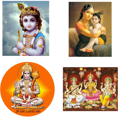 Asmi Collections 30 cm Set of 4 Gods for Temple Self Adhesive Sticker(Pack of 4)