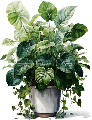 S3DESIGN 40 cm decorative flower pot Self Adhesive Sticker(Pack of 1)