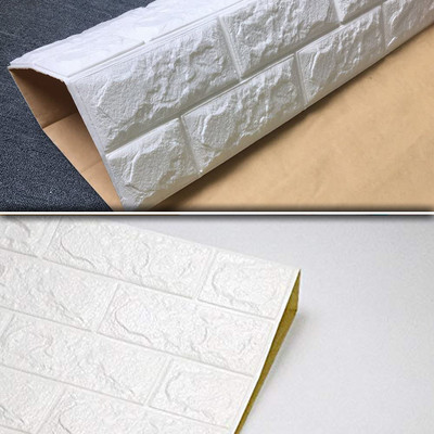 Wallcol 70 cm 70X77 cm Wall Stickers Wallpaper 3D White Brick Self Adhesive Sticker(Pack of 1)