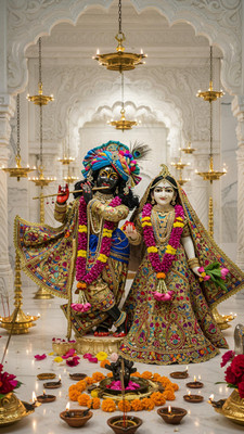 swaroopa 16.5 inch Shri krishna Radha Sticker Self Adhesive Sticker(Pack of 1)